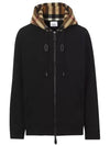 Check Cotton Blend Hoodie Zip-Up Top Black Birch Brown - BURBERRY - BALAAN 5