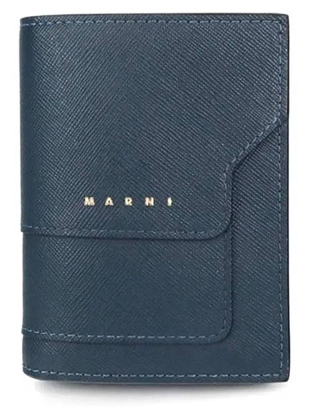 Saffiano Logo Half Wallet Navy - MARNI - BALAAN 3