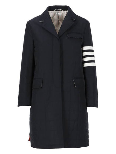 4 Bar Quilted Down Single Coat Navy - THOM BROWNE - BALAAN 1