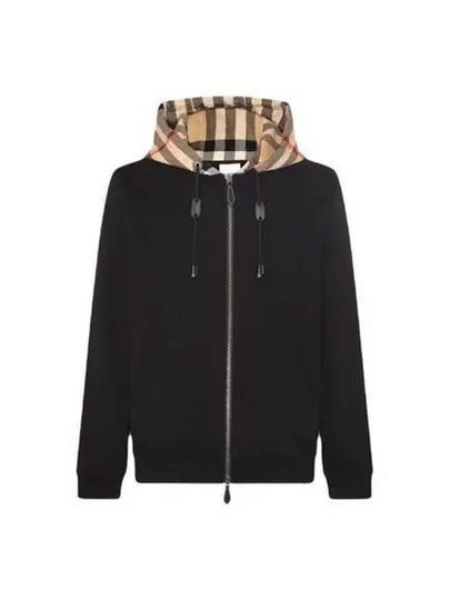 Check Hood Cotton Zip Up Hoodie Black Archive Beige - BURBERRY - BALAAN 2