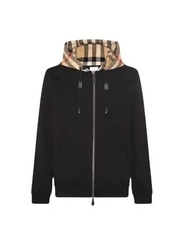 Check Hood Cotton Zip Up Hoodie Black Archive Beige - BURBERRY - BALAAN 2