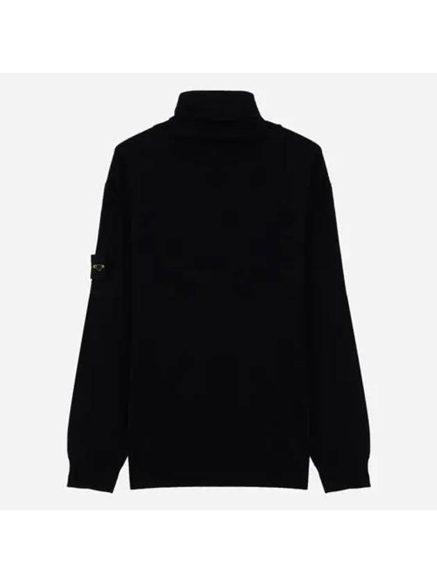 Logo Patch Wool Turtleneck Black - STONE ISLAND - BALAAN 6