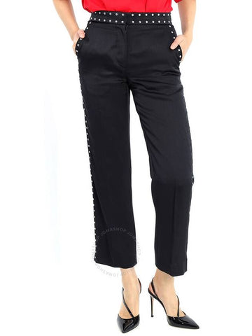 Burberry Black Silk Satin Studded Tailored Trousers, Brand Size 6 (US Size 4) - BURBERRY - BALAAN 1