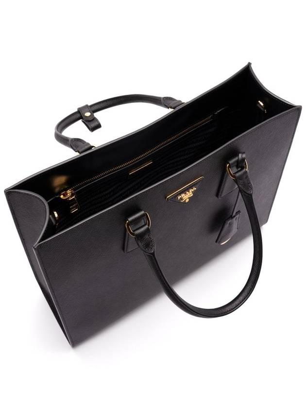 Logo Plaque Open Top Tote Bag Black - PRADA - BALAAN 6