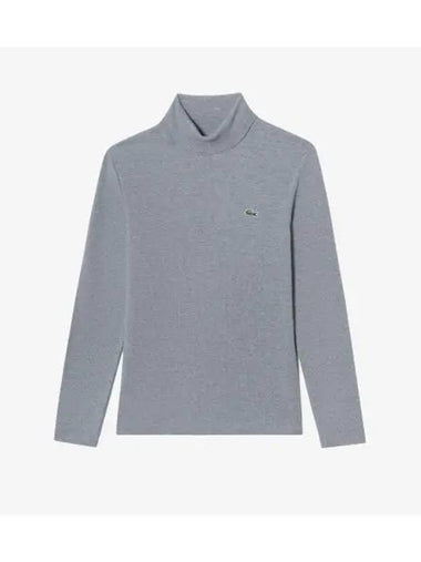 Women s ribbed turtleneck t shirt charcoal gray - LACOSTE - BALAAN 1