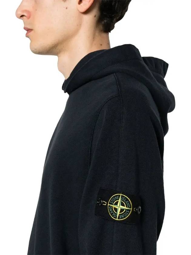 Old Treatment Malfile Fleece Hoodie Navy - STONE ISLAND - BALAAN 4