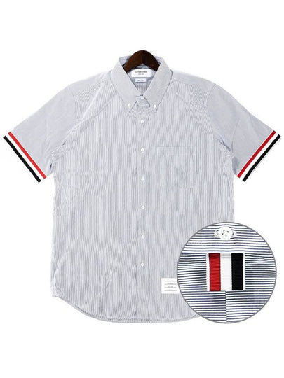 Men's Pincode Armband Short Sleeve Shirt Navy - THOM BROWNE - BALAAN 2