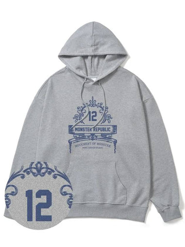 Modelo Indigo Blue Overfit Hoodie Grey - MONSTER REPUBLIC - BALAAN 1