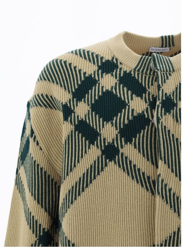 Check Pattern Intarsia Knit Cardigan Green - BURBERRY - BALAAN 3