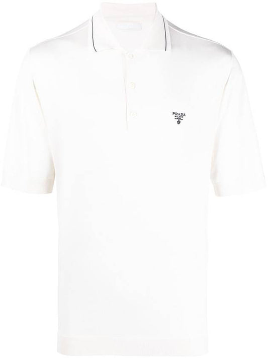 silk short sleeve PK shirt white - PRADA - BALAAN 2