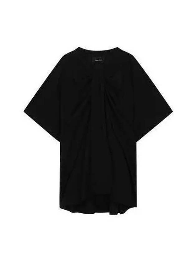 Gather detail neck short sleeve t shirt black TS338T0553 - SIMONE ROCHA - BALAAN 1