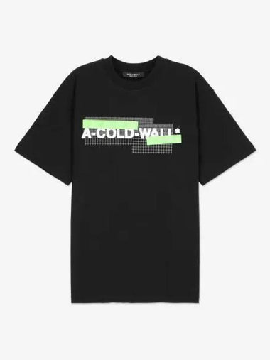 A COLD WALL grid logo print short sleeve t shirt black ACWMTS106BLACK - A-COLD-WALL - BALAAN 1