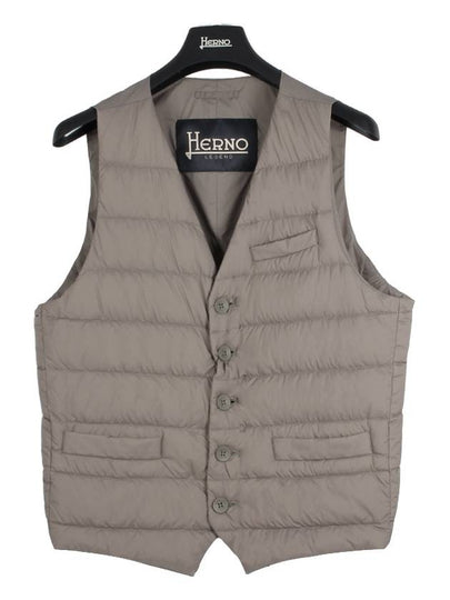 V-neck Down Vest Dove Grey - HERNO - BALAAN 2