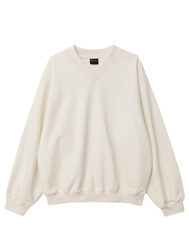 V-neck oversized sweatshirt cream - THEN OUR - BALAAN 1