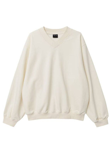 V-Neck Oversized Sweatshirt Cream - THEN OUR - BALAAN 1