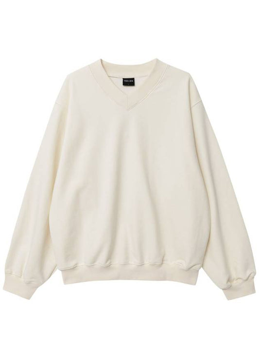 V-neck oversized sweatshirt cream - THEN OUR - BALAAN 1