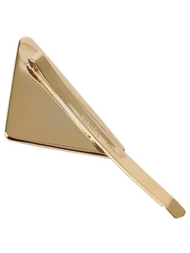 Triangle Logo Hair Clip Gold Black - PRADA - BALAAN 5