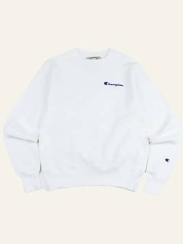 Reverse Weave Embroidered Script Men s Crew Neck White GF70 Y06819 WHC - CHAMPION - BALAAN 6