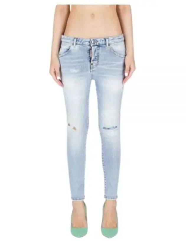 Distressed Cool Girl Skinny Jeans Light Blue - DSQUARED2 - BALAAN 2