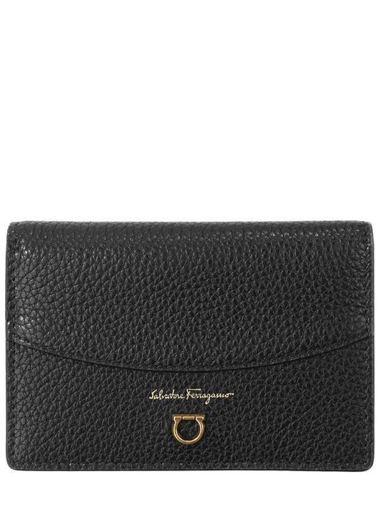 Gancini Travel Leather Card Wallet Black - SALVATORE FERRAGAMO - BALAAN 1