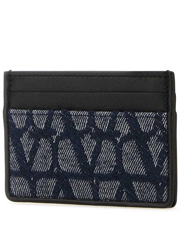 Toile Iconographe Jacquard Card Wallet Navy Black - VALENTINO - BALAAN 3