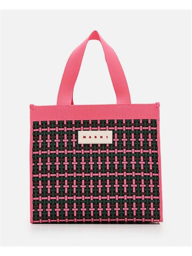 Jacquard Medium Shopper Tote Bag Pink - MARNI - BALAAN 1