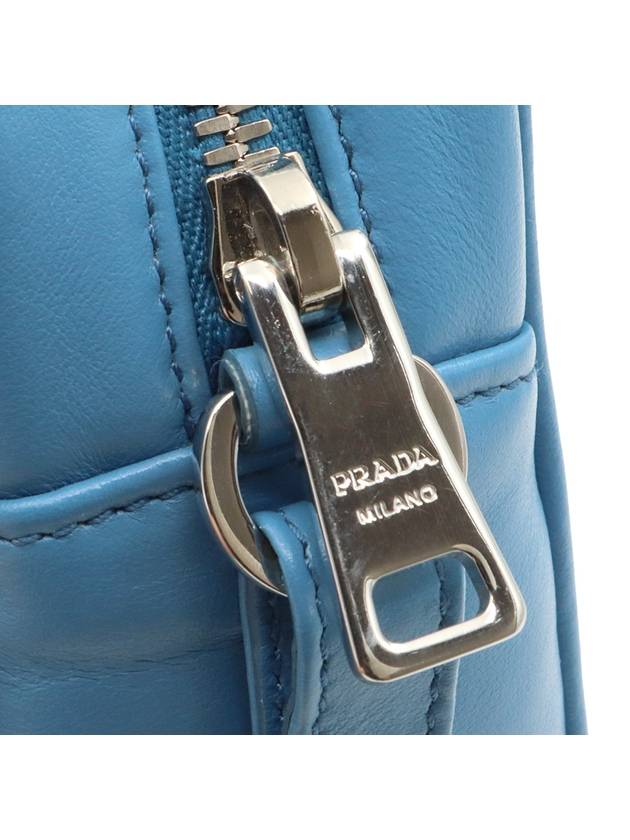 MARE Blue Soft Calfskin Silver Plated Diagram Mini Chain Cross Bag - PRADA - BALAAN 8