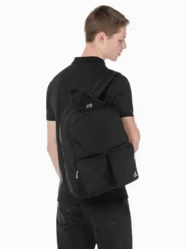 JEANS Unisex Black CKJ City Nylon Two Pocket CAMPER Campus Backpack HH3946 001 - CALVIN KLEIN - BALAAN 2