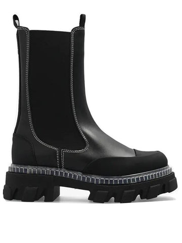 Cleated Mid Chelsea Boots Black - GANNI - BALAAN 1