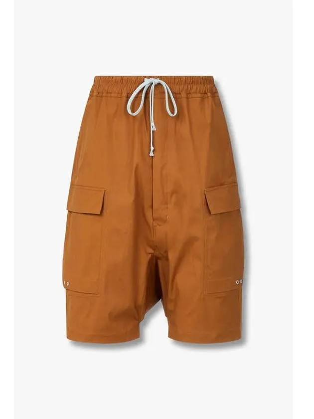 MEN High Rise Drawstring Cargo Shorts Dark Orange - RICK OWENS - BALAAN 1