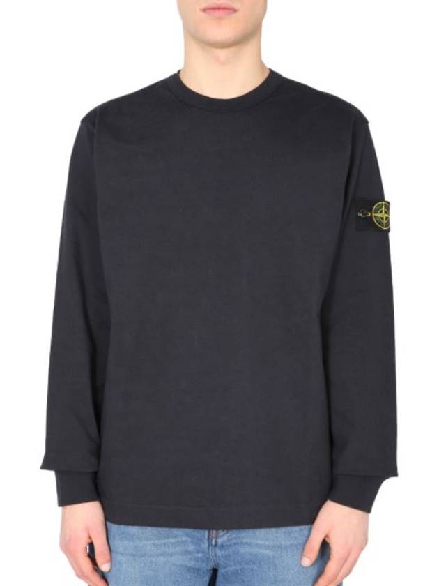 Logo Wappen Patch Crew Neck Long Sleeve T Shirt Navy - STONE ISLAND - BALAAN 2