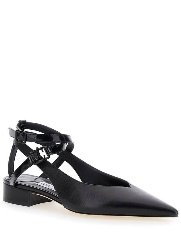 'Jemima' Black Flat Shoes With Logo Detail In Smooth Leather Woman - JIMMY CHOO - BALAAN 3