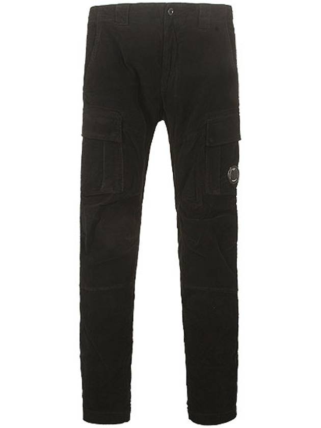 Men's Lens Wappen Corduroy Cargo Straight Pants Black - CP COMPANY - BALAAN 2