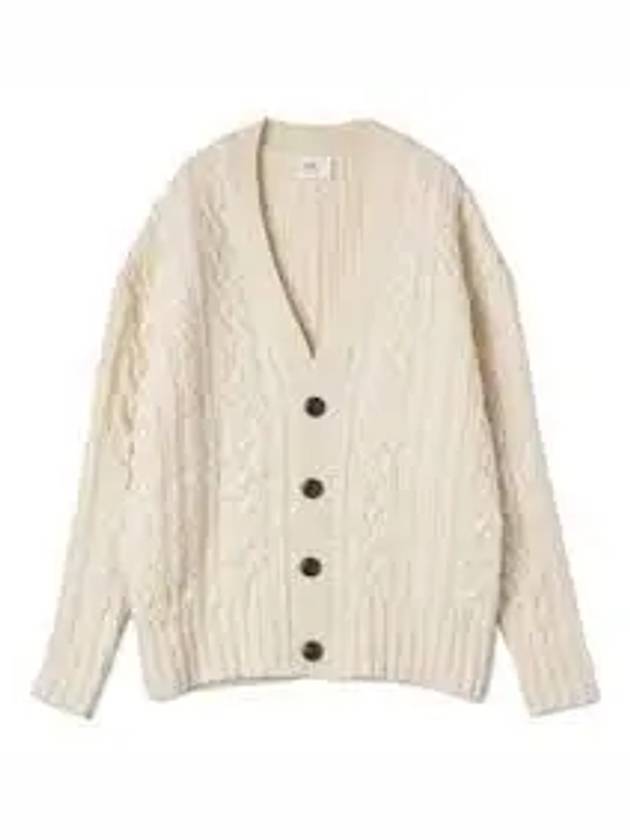 cable V-neck knit cardigan cream - AMI - BALAAN 2