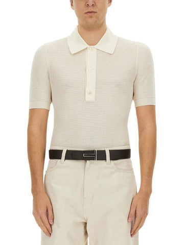 Tom Ford Cotton And Silk Polo Shirt - TOM FORD - BALAAN 1