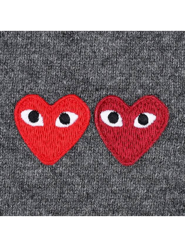 Double Heart V-neck Cardigan Grey - COMME DES GARCONS - BALAAN 7