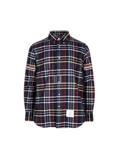 Tartan Check Flannel Long Sleeve Shirt - THOM BROWNE - BALAAN 2