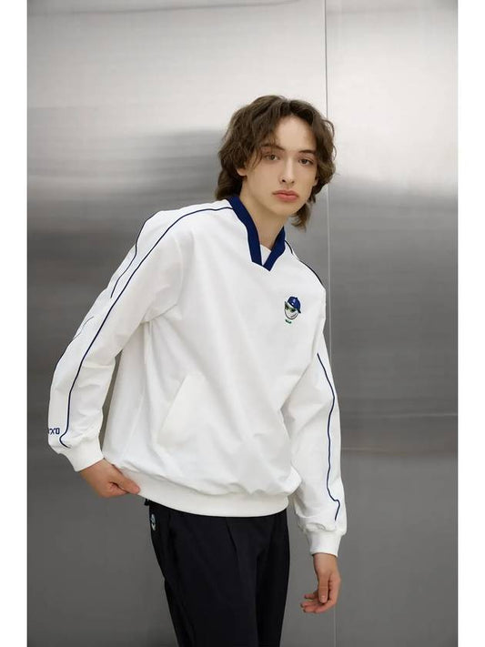 Swag Ball Double Line Woven Sweatshirt White - GOXO - BALAAN 1