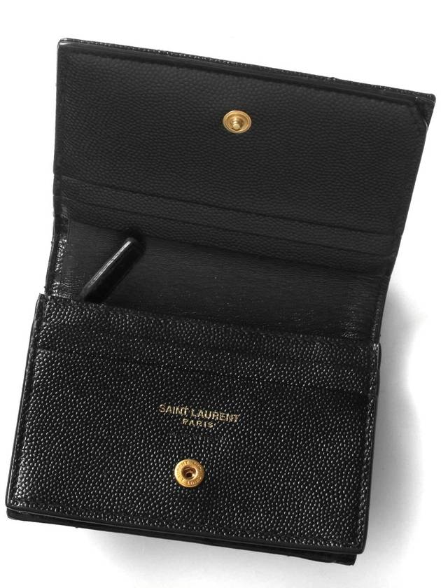 Monogram Caviar Leather Flap Card Wallet Black - SAINT LAURENT - BALAAN 4