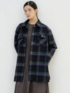 Plaid Shirt Jacket Navy - YOUNESS - BALAAN 4