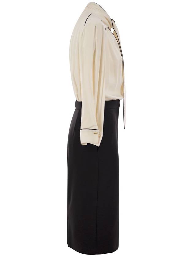 Georgette and crepe dress with piping - ELISABETTA FRANCHI - BALAAN 3