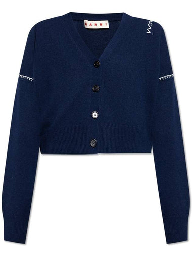 Marni Short Cardigan, Women's, Navy Blue - MARNI - BALAAN 1