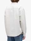 Small Heart Logo Stripe Boxy Fit Long Sleeve Shirt Chalk - AMI - BALAAN 4