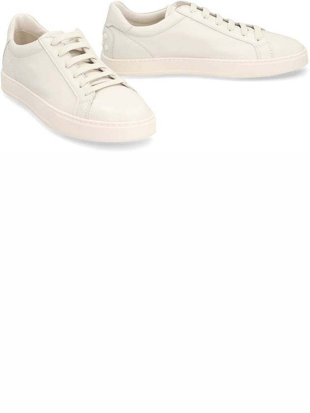 Men's Lace Up Leather Low Top Sneakers Milk White - TOD'S - BALAAN 4