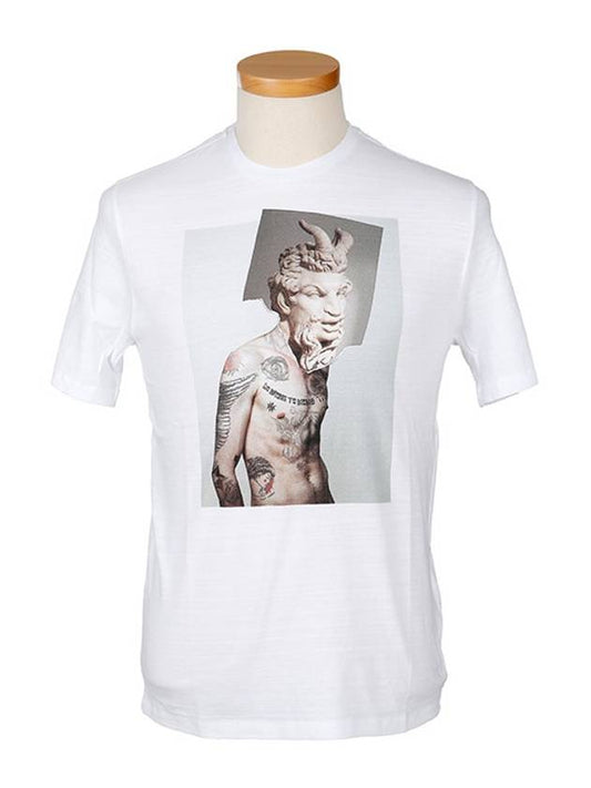 Tattoo Graphic Short Sleeve T-Shirt White - NEIL BARRETT - BALAAN.