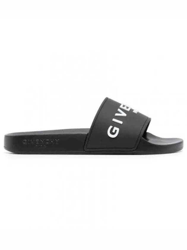 Logo Rubber Flat Slide Slippers Black - GIVENCHY - BALAAN 2