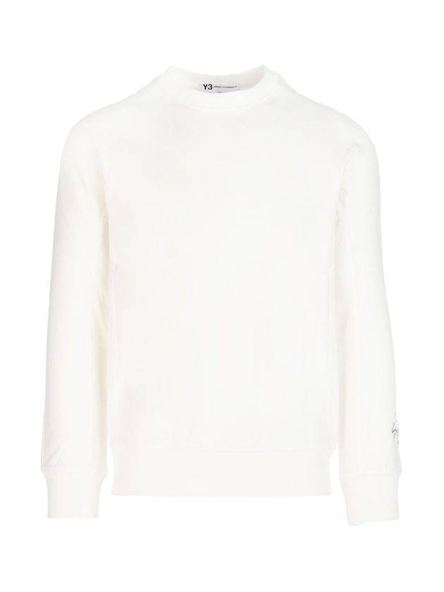 Logo Print Cotton Sweatshirt White - Y-3 - BALAAN 1