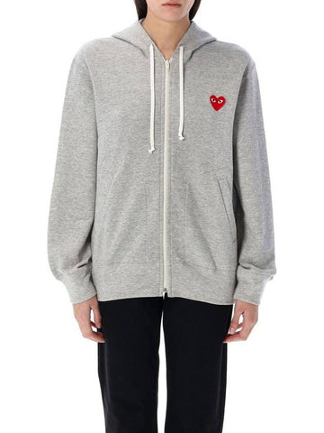 Comme Des Garçons Play Red Heart Patch Zip-Up Hoodie - COMME DES GARCONS PLAY - BALAAN 1