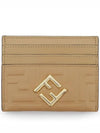 FF Diamonds Leather Flat Card Wallet Brown - FENDI - BALAAN 2