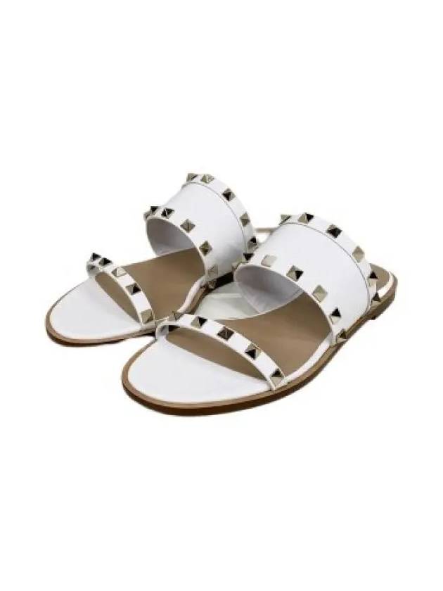 S0X28 VBP 001 Rockstud Slippers White - VALENTINO - BALAAN 3